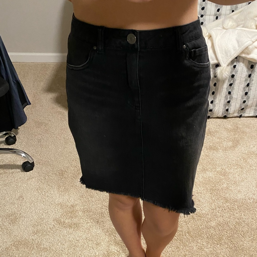 Black denim skirt